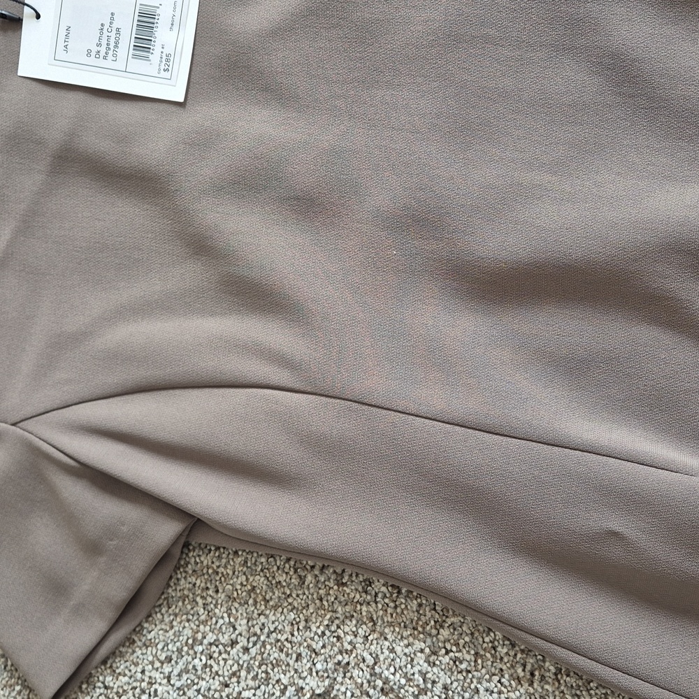 NWT Theory Olive Green Dress Size 00 Short Sleeve Crepe Material - Picture 7 of 10